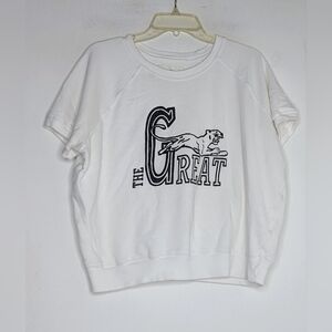 THE GREAT. short sleeve Lion 🦁 sweatshirt , white size 2